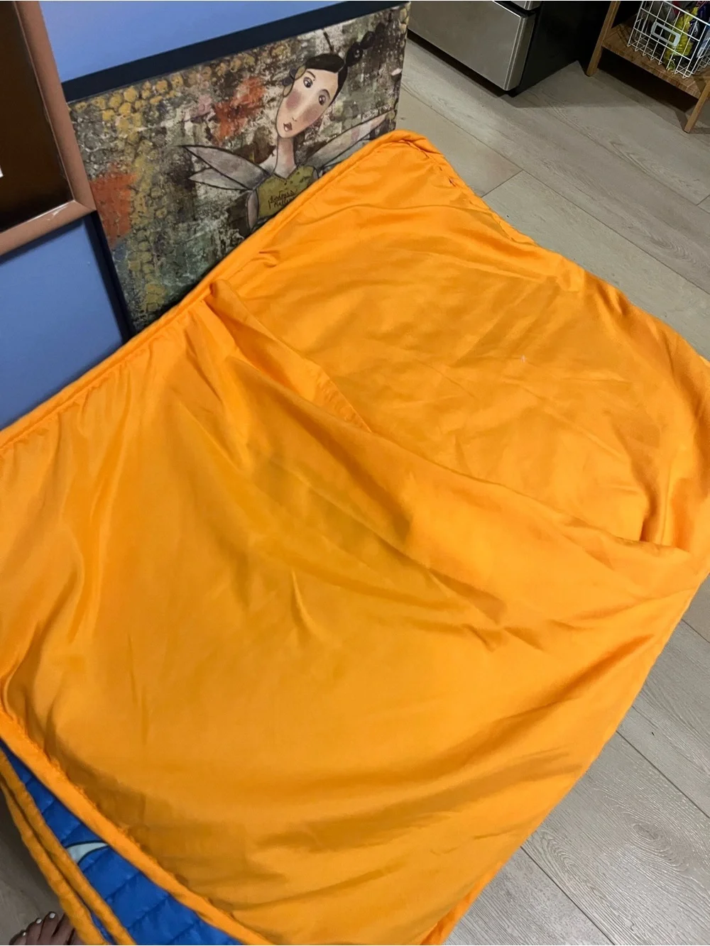 Kids Blue Dinosaur Quilted Bedding Throw - Orange Accents